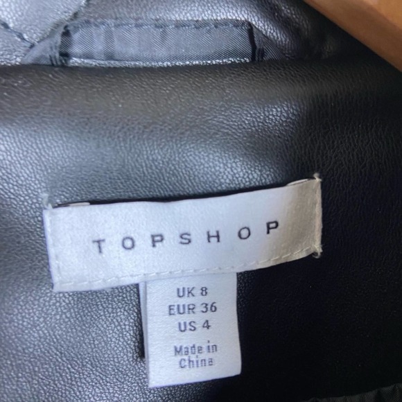 NEW Topshop Quinn Quilted Trench Jacket Black Faux Leather Belted Puffer Size 4 - Picture 3 of 9